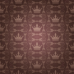Brown wallpaper in royal style for your design. Vector graphics