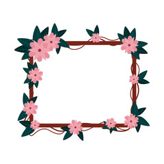 beautiful flowers and leafs square frame