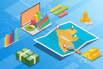 liberia isometric financial economy condition concept for describe country growth expand - vector