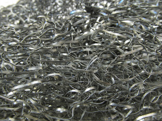 Flat single wire metal sponge close up