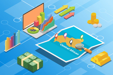central african republic isometric financial economy condition concept for describe country growth expand - vector