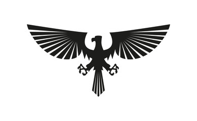 Fototapeta premium Black eagle silhouette isolated on white background.