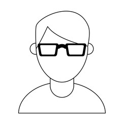 Man with glasses faceless avatar profile black and white