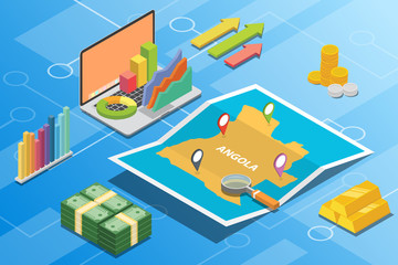 angola isometric financial economy condition concept for describe country growth expand - vector