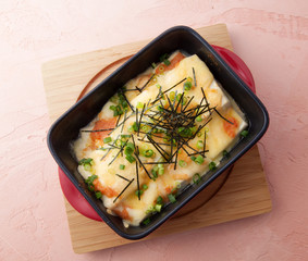 　豆腐の明太子チーズ焼き