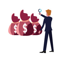 businessman with magnifier