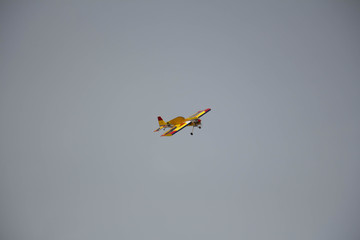 Aircraft with propellers are flying in the sky of the country, in Israel
