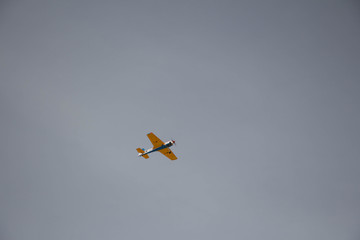 Aircraft with propellers are flying in the sky of the country, in Israel