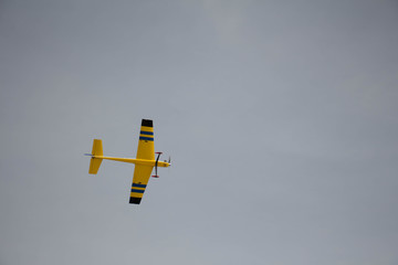 Aircraft with propellers are flying in the sky of the country, in Israel