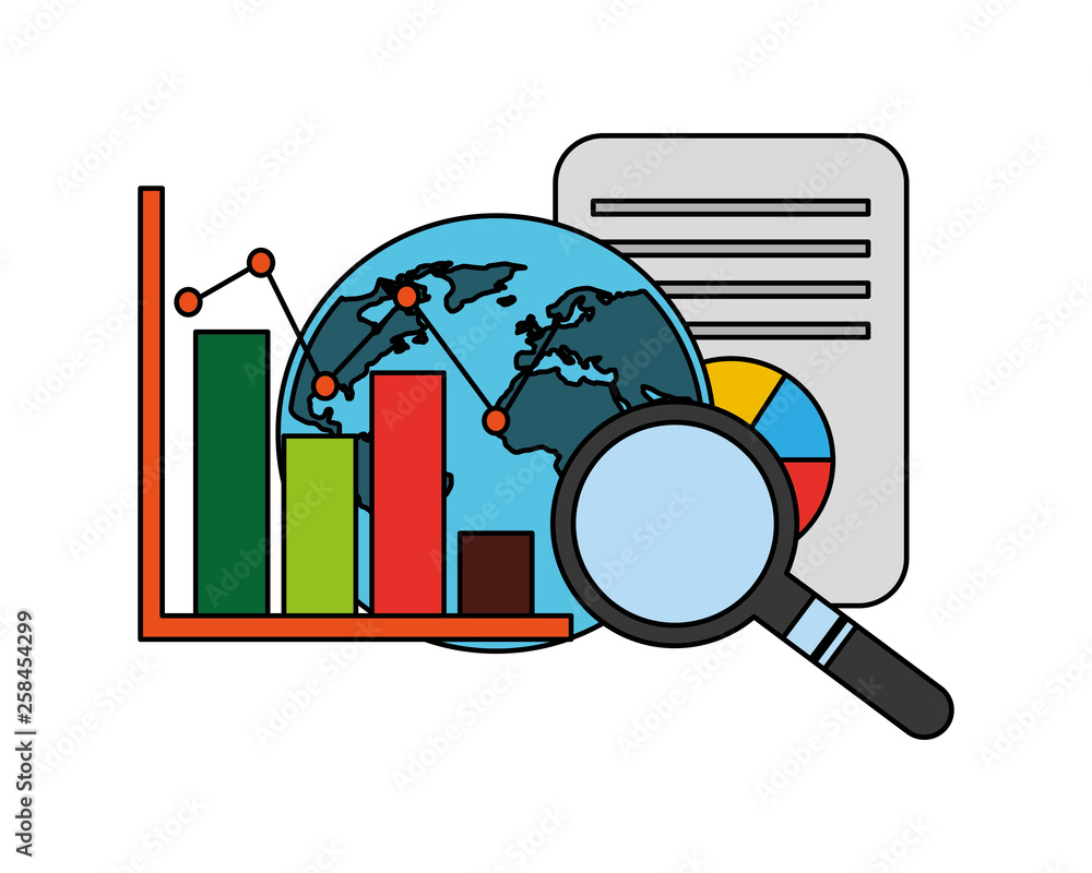 Poster document with statistics graphic and set icons