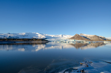 Reflection of Iceland Glacier in ice