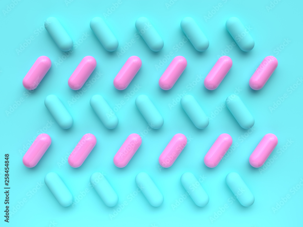 Poster flat lay scene background group of blue pink geometric shape pattern set minimal abstract 3d renderi