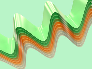yellow green white curve wave abstract shape levitation 3d rendering background
