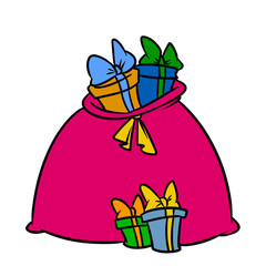 New Year Gift Bag cartoon illustration isolated image