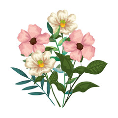 beautiful flowers and leafs decoration