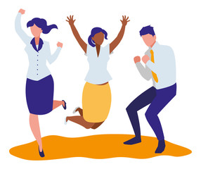 elegant business people celebrating characters