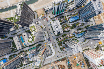 Top dwon view of residential district in Hong Kong