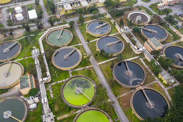 Top view of Sewage treatment plant