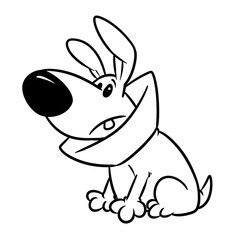 Dog sick collar animal character cartoon illustration isolated image coloring page 