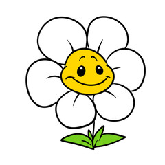 Obraz premium Flower cheerful daisy character plant cartoon illustration isolated image
