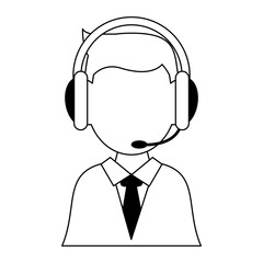 Call center agent operator avatar black and white