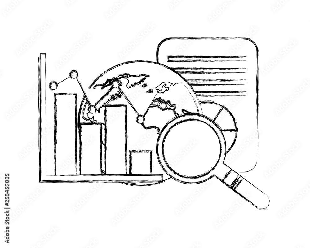 Poster document with statistics graphic and set icons