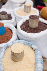 Fototapeta na wymiar raw rice selling in the market