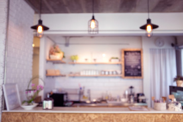 Blurred coffee bar in cafe