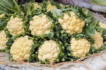 close up fresh cauliflowers