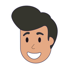 Fototapeta premium Man smiling face cartoon blue lines