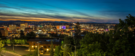Panoramic View Spokane Washington Downtown City Skyline