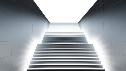 Dark stair with light. 3D illustration