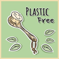 Natural material shower brush. Ecological and zero-waste product. Green house and plastic-free living