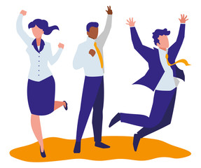 elegant business people celebrating characters