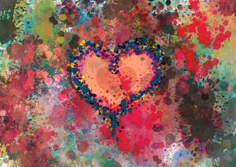 colorful heart on the background , greeting card 