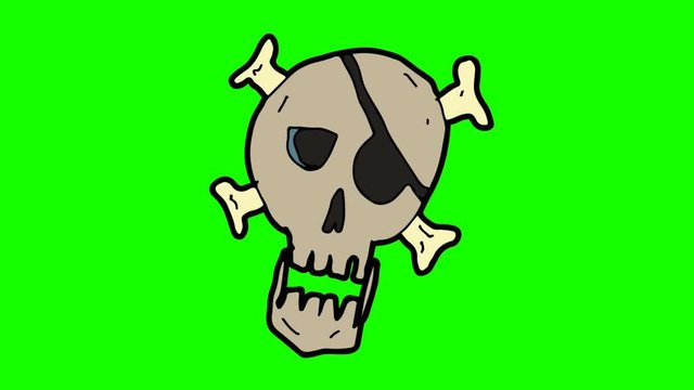 kids drawing green screen with theme of pirate symbol