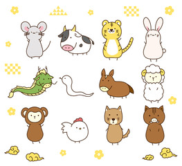 ゆるかわいい十二支（縄なし）