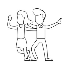 Couple dancing and smiling black and white