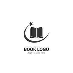 Book logo template design. Book logo with modern frame vector design
