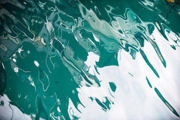 Beautiful reflection of the details of yachts in the port of Los Gigantes. Tenerife. Canary...