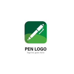Pen logo template design. Pen logo with modern frame vector design