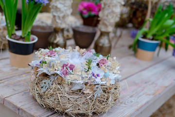 Naklejka premium Ostern, Tischdekoration, Landhausstil