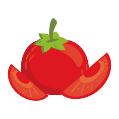 Tomatos cut slices cartoon
