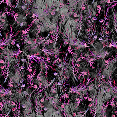 Vintage seamless watercolor pattern of plants, Herbs, flowers, wigs and berries, juniper, pine needles, spike, cereal, wheat. pink, purple, white flowers watercolor. stylish pattern. Abstract 