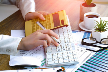 Accounting. Items for doing business in the office in the composition.