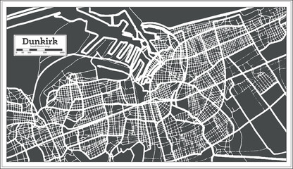 Dunkirk France City Map in Retro Style. Outline Map. Vector Illustration.