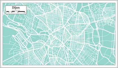 Dijon France City Map in Retro Style. Outline Map.