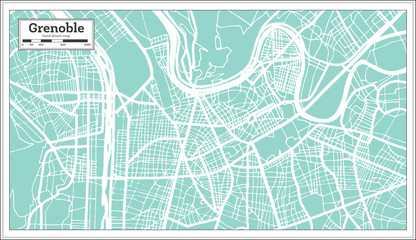Grenoble France City Map in Retro Style. Outline Map.