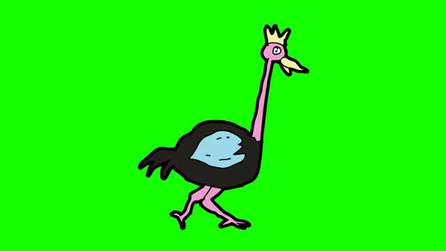 kids drawing green screen with theme of ostrich