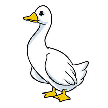 White goose bird cartoon illustration isolated image animal character 
